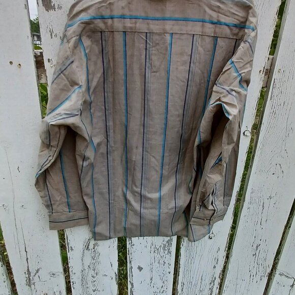 Vintage Grey and teal striped button-up by Perspective - Picture 2 of 5